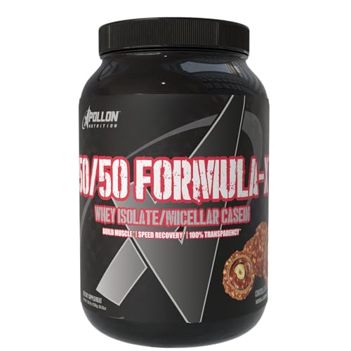 Apollon Nutrition Formula X 50/50 Protein – Dual-Phase Protein Blend | Whey Isolate + Micellar Casein for Muscle & Recovery | 24g Complete Protein | 28 Servings (Chocolate Hazelnut)
