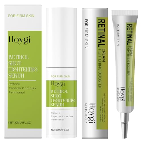 2Pcs Retinal Shot Tightening Booster,15ml Serum Retinol Facial + 30ml Anti-Age Retinol Boost Cremas,Repara y Reafirma,Serum Antiarrugas para una Piel Más Joven