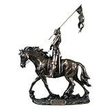 Parastone Jeanne d'Arc zu Pferd Figurine 28 cm – Courage et héroïsme en pierre artificielle, aspect bronze – Figurine décorative détaillée pour salon, bureau et collectionneurs