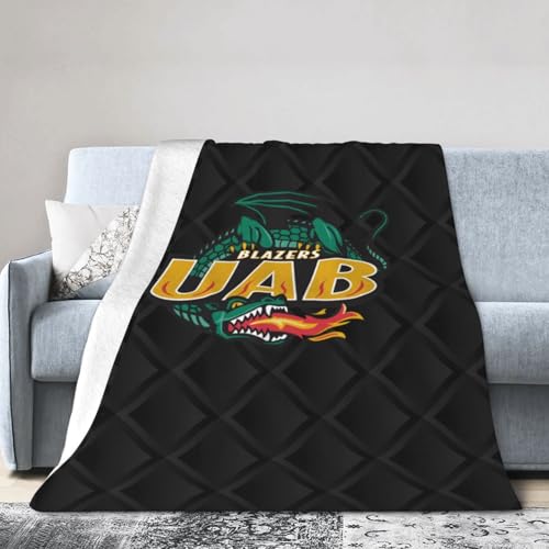 UAB Blazers Logo Fleece Blanket, Very Soft Microfiber Flannel Blanket for Couch Warm and Cozy for All Seasons