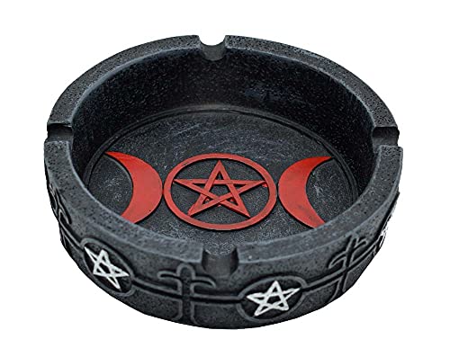 Cendrier Occulte Pentacle Déesse Rituel Brûleur Autel Triple Lune Rouge Cover