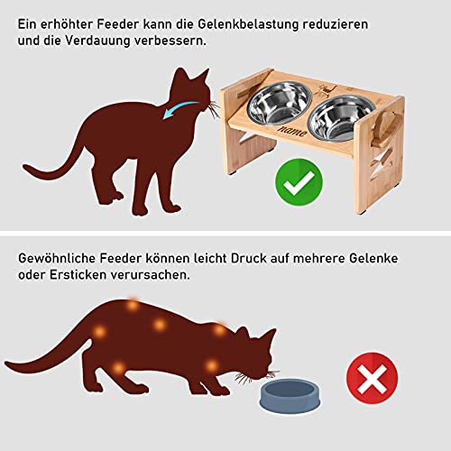 CGFN Personalisierter Hundenapf, Hundenapf/katzennapf mit Namen, Hunde Futterstation mit Hundenapf Edelstahl, Hundenapf Höhenverstellbar, Geeignet für kleine und Mittelgroße Hunde/Katzen (Katze)