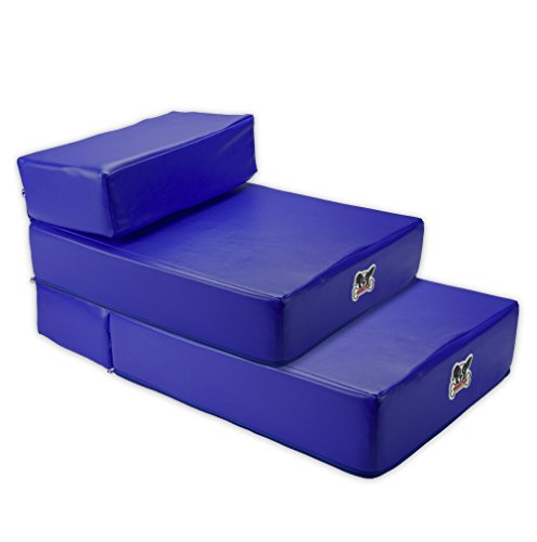 Set Of 2 Smooth Steps Folding Leather Pet Stairs By Weebo Pets (Blue) #TOP16