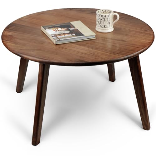 MAGIGO Mesa de café cuadrada de madera de nogal negra, mesa auxiliar de madera natural, muebles de sala de estar, 60,96 cm