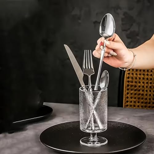 Image of 4 Pcs Silver Slim Handle Stainless Steel Cutlery Set for Dining Table with Spoon and Fork Set & Butterknife - The Perfect Tableware /Flatware