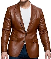 Tan - Lambskin Leather Blazer Men