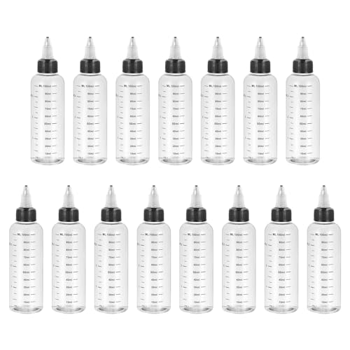 Botella dispensadora de plástico graduada PATIKIL de 3.4 oz con tapón de rosca 2