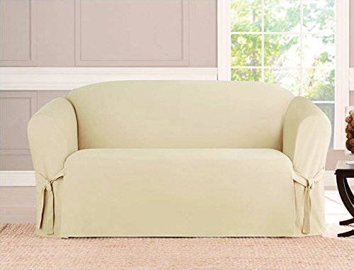 Linen Store Kashi Micro-Suede Slipcover Sofa Loveseat Chair Furniture Cover (Loveseat, Beige)
