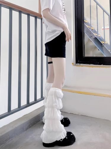 Image of SherryDC Girl's Y2k Kawaii Leg Warmers Cute Lace Harajuku Leg Sleeves Gothic Lolita Long Slouch Socks for Women