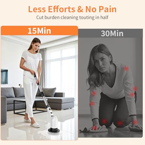 Image of Electric Spin Scrubber for Cleaning Bathroom,Cordless Power Shower Scrubber - Electric Cleaning Brush for Tile Tub Bathtub Kitchen Wall Cleaning