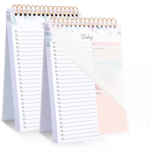 2 Pack To Do List Notepad, Undated Daily Planner Notebook A5 Spir...