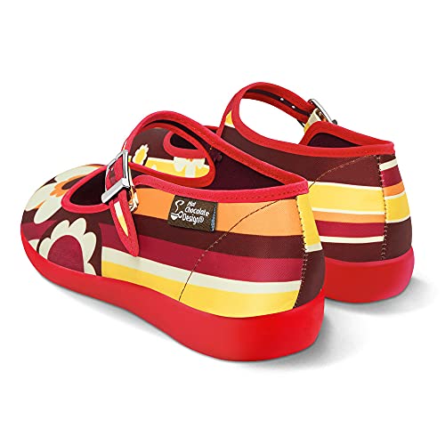 Image of Hot Chocolate Design Chocolaticas Funky Canvas Women's Mary Jane Flat Shoes, 1970 2, 9 UK