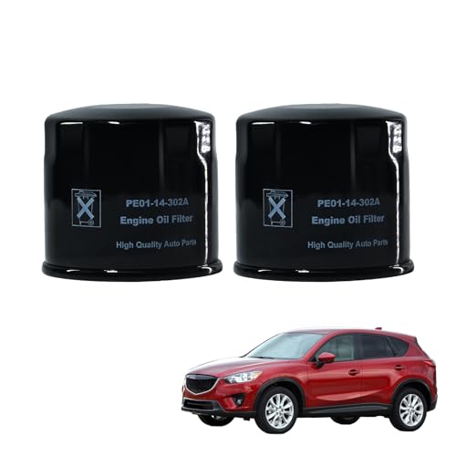 Jaxivo PE01-14-302A Engine Oil Filter for 12-25 Mazda 3 14-21 Mazda 6 16-21 CX-3 20-25 CX-30 13-25 CX-5 16-25 CX-9 Replace 1WPE14302 PE01-14-302B 2PCS