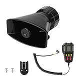 WIOR Car Siren Horn, 7 Tones Emergency Sound Amplifier with Wired Handheld PA Microphone System, Electronic Loud Alarm Siren Speaker, Fit for Car Vehicle Train Van Truck Motorcycle Yacht - 12V 100W