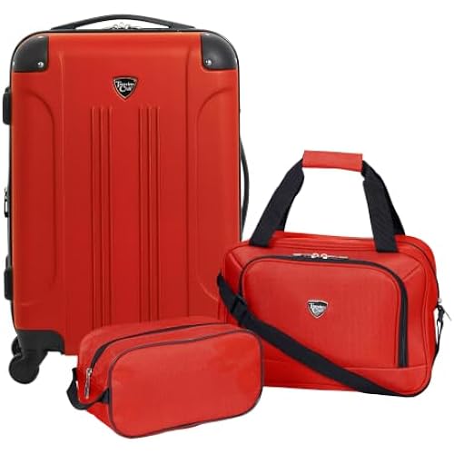 Travelers Club Chicago Hardside Expandable Spinner Luggage, Red, 3 Piece Set