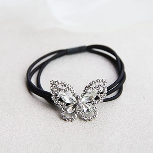 Xiwstar 2Pcs Elegant Women Girls Hair Scrunchies Crystal Rhinestone Butterfly Hair Ties Bands Accessories Ponytail Holder #TOP7