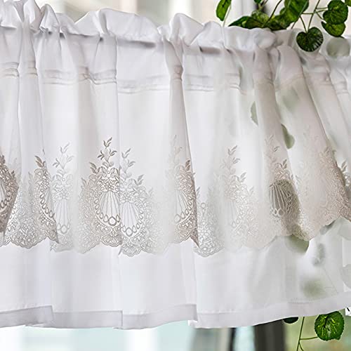 Cortina de cocina para cubrir ventanas pequeñas con un elegante encaje de doble capa. 4