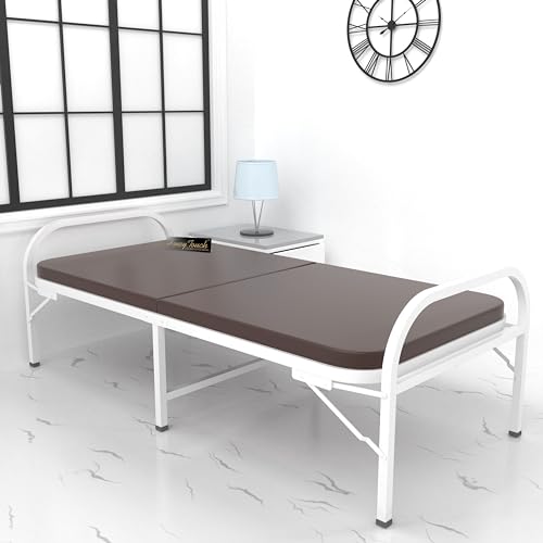 Image of Honey Touch Atlas Folding Bed Single with Double Layer Mattress | No Assembly Required | Foldable Bed for Sleeping /Guests /Rented Apartments /Bedroom (3ft x 6ft, White)