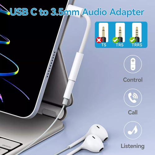 QimKero USB Type C to 3.5mm Female Headphone Jack Adapter (2-Pack), USB C to Aux Audio Dongle Cable Cord for iPhone 15/15 Pro Max/15 Plus/, iPad Pro MacBook Pixel XL Samsung Galaxy S20 S21