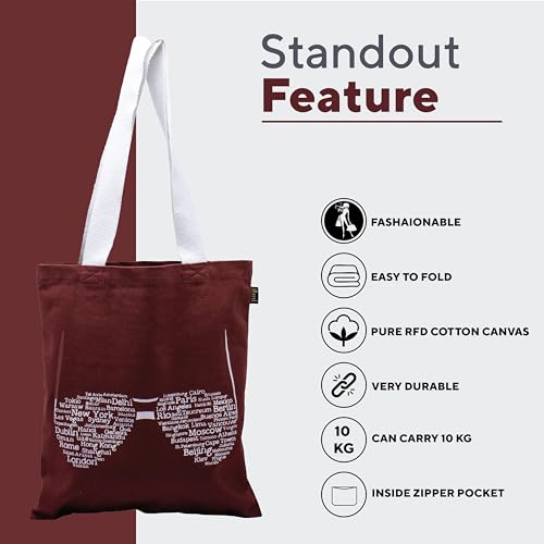 Image of RFD Premium Tote Bag With Printed Designed Canvas Tote Bags For girl & women large capacity,Tote bag For Shopping, College, Travel, school, tuition and gifting 15x13.5 Inch