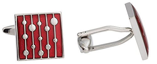 Mancuernillas cuadradas rojas esmaltadas para hombre miniatura 2