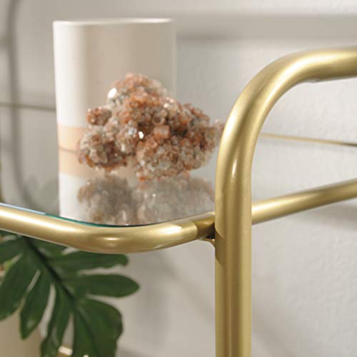 Sauder Coral Cape Bookcase, L: 24.09" X W: 13.78" X H: 62.99", Satin Gold Finish #TOP7