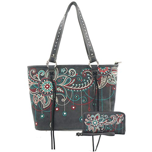 Montana West Leather Tote Bag Western Style Shoulder Bag Handbag and Purse for Women ABZ-G016WBK