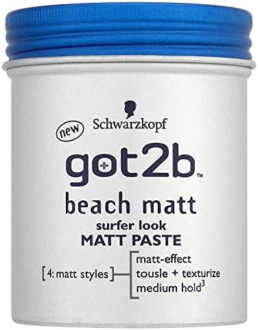 got2b Beach Styling Paste for Matte Surfer Looks, Hair Wax for Men for Scratching, Texturing or Taming without Gluing, Medium Hold (100 ml), Pack of 1
