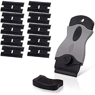 Ehdis Plastic Scraper with 10 Plastic Razor Blade, Adhesive Remover, Sticky Remover for Removing Lable, Glue, Decal in The Glass, Window, Floor, Black