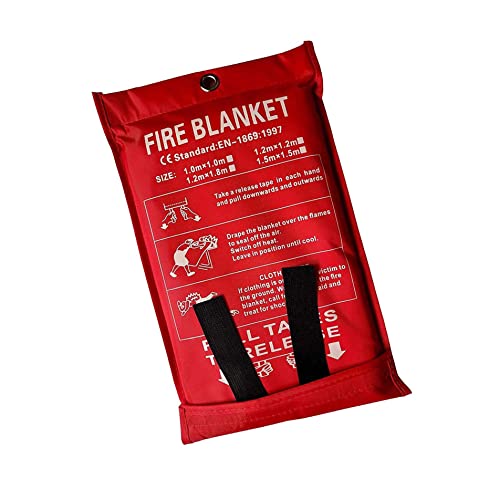 Large 1x1M Fire Blanket – Easy to Deploy for Quick Emergency Fire Suppression at Home, in Kitchens, Offices, Garages, or Caravans