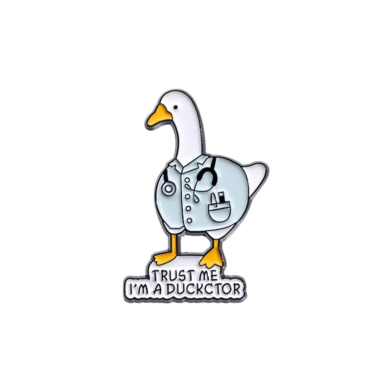 Image of Creative Duck Doctor Brooch Enamel Pin ''Trust Me I'm A Duckctor'' Novelty Funny Cute Animal Ducktor Lapel Pins Cartoon Goose Brooches Backpacks Jackets Badge Clothing Accessories for Women Girls Boys