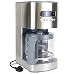 Kenmore Filter Coffee Machines 12-Cup Drip Coffee Makers with 1.8L Glass Pot for Ground Coffee Digital Display Programmable Timer Auto Shut Off Warming Plate Reusable Filter Kitchen Appliances Silver