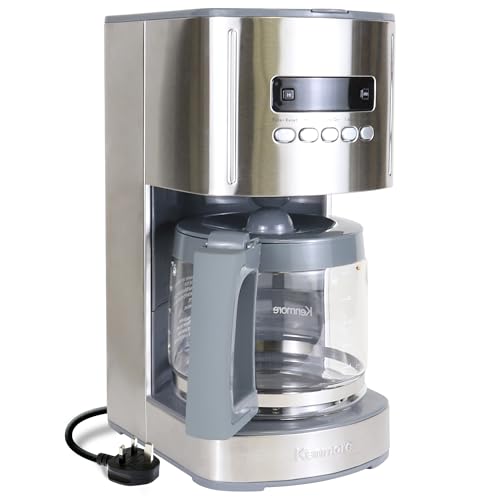 Koolatron Cafetière filtre Kenmore 12 tasses avec verseuse 1,8 L. Écran numérique, minuteur programmable, arrêt automatique, plaque chauffante et filtre...