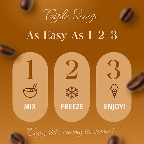 Image of Triple Scoop - Premium Ice Cream Mix For Ice Cream Maker. Simple, Easy, Delicious. From Gourmet Mix To Maker in 5 Minutes, Makes 2 Creamy Qrts, Made in USA (1 Pack) (Coffee)