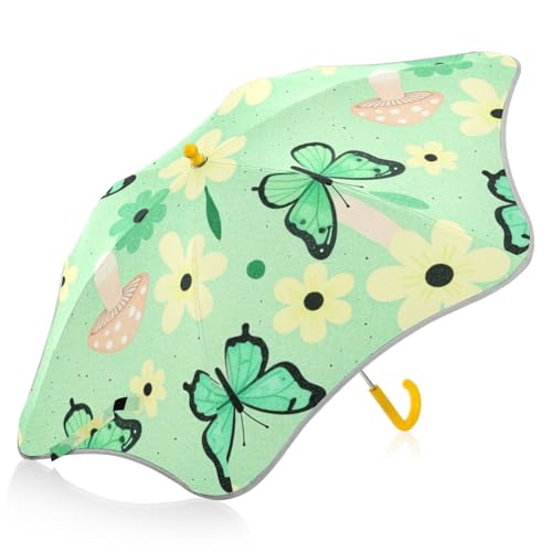 Paraguas para niños con diseño de mariposas y hongos que alegra días grises 2