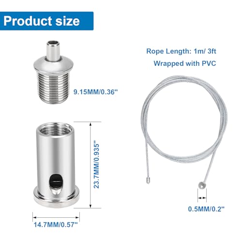 Teemyaa 20 Sets Hanging Wire Cable Kit for Hexagon Garage Light, 3.28ft Honeycomb Pendant Mounting Hardware, Adjustable Wire Rope for Suspension Hex Lighting Fixture