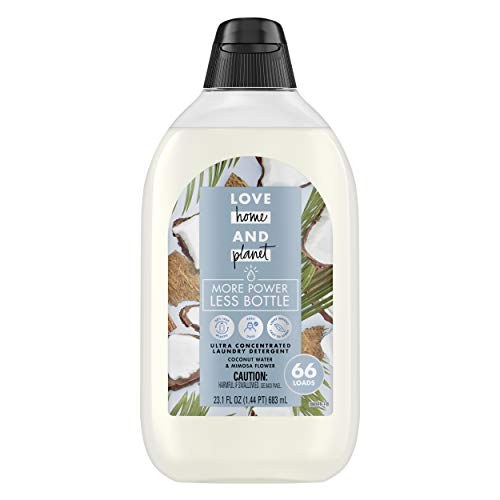 Love Home and Planet Ultra Concentrated Laundry Detergent, Coconut Water & Mimosa Flower, 23 oz, 66 Loads