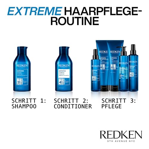 Foto von Redken Haarshampoo für sprödes und geschädigtes Haar, Anti Haarbruch, Mit Sojaproteinen, Ceramiden, Sepicap und Arginin, Extreme Shampoo, 1 x 500 ml
