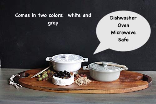 Brie Bakers Brie Baking Dish Baker - Stoneware Enamel Casserole Dish With Lid And Spreader. Cook Book Included With 18 Recipes. The Round Mini Dutch Oven Set Has Many Uses. Make Bread, Casseroles, Brie And Camembert Appetizers. #TOP5