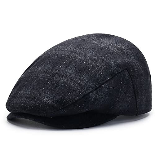 WHSPORT Herren Winter Schiebermütze mit Ohrenklappen Schirmmütze Driving Cabbie Jagd Flatcap Newsboy Cap Ballonmütze Herbst-Winter (Color : Black, Size : 56-58cm/22.04-22.83in) Cover