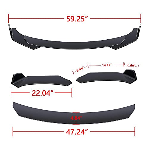 Xotic Tech Front Bumper Lip Spoiler + Side Skirt Splitter + Rear Bumper Lip Wrap Splitter Canard