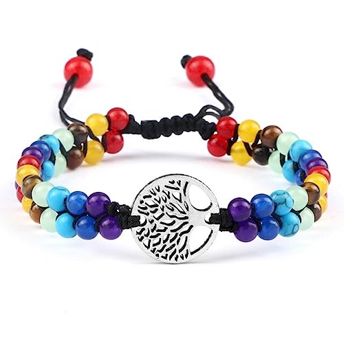 Bracelet 7 Chakras Arbre de Vie, le cadeau spirituel parfait en pierre naturelle