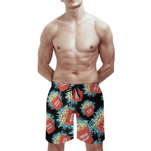 Cool Popcorn Cinema Snack Men's Swim Trunks Quick Dry Board Shorts Hawaiian Beach Shorts With Pocket3