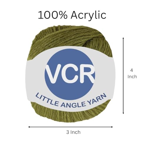Image of VCR 4 Ply Olive Green Little Angle Yarn, 25 Grams, 92 Meters Length, 100% Acrylic Soft Baby Knitting Yarn for Crochet, Newborn Sweaters, Soft Baby Socks, Mittens and Leggings, Pack of 1