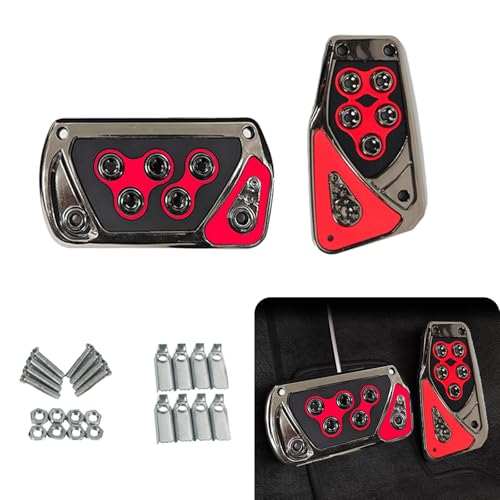 YYTQP 2 PCS Nonslip Car Pedal Pads, Automatic Transmission Brake Pedal Cover, Auto No Drilling Accelerator Pedal Covers, Universal Interior Replacement Accessories for Most Cars Vehicles (Red)