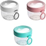 Atrusu 3 Pack Overnight Oats Containers with Lids and Spoons, Mason Overnight Oats Jars,Large Capacity Airtight Jars for Milk,Cereal,Fruit