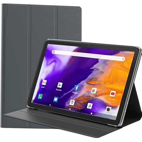 D106A Tablet Case for 10 inch, Compatible, MEIZE, KADYBE, FEONAL, Sturdy and Drop-Proof, Stand Feature to Play Videos with The Tablet Upright (Gray) Cover