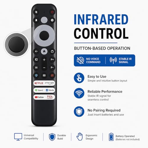 Image of KPDP for TCL TV Remote Replacement for TCL Smart TV (32 /43 /55 Inch LED TV) | Compatible with TCL Android & 4K UHD TVs | No Pairing Required | Model 902V