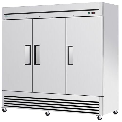 Image of 81 inch Commercial Freezer, Upright Freezer with 3 Solid Door, -8℉~0℉, 72 Cu.Ft Reach-in Freezer, Stainless Steel Interior and Exterior Construction, ETL and DOE