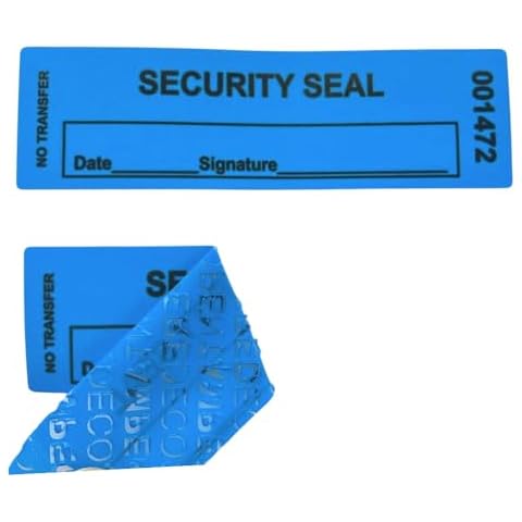 USPACKSMART 1"x3.35" Blue Non-Transfer Tamper-Evident Security Void Stickers/Labels/Seals with Sequential Numbers, Writable, Fan Folded for Convenience | 100-Pack Cover